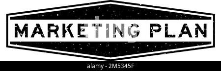Grunge black marketing plan word hexagon rubber seal stamp on white background Stock Vector