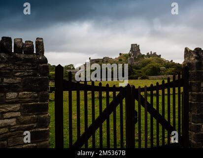 Corfe Castle. A National Trust property in Dorset. Stock Photo