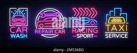 street racing cars with neon lights