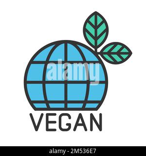 vegan color filled logo icon isolated on white Stock Vector