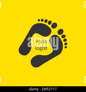 Podologist logo, pedicure salon, foot health icon. Podology black flat symbol Stock Vector