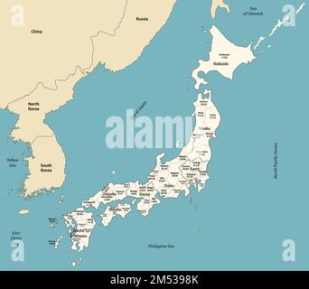 Japan map with neighbouring countries. Vector illustration Stock Vector