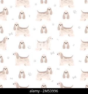 American cocker spaniel seamless pattern.  Vector illustration Stock Vector