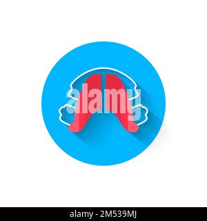 Dental plates, tooth alignment are illustrated in a flat style design of vector illustration. Modern icon on the topic of stomatology and orthodontics Stock Vector
