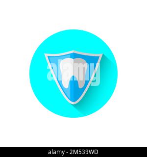 Tooth shield protection icon, illustrated in the flat design style of vector illustration. Modern icon stomatology in stylish tones. Website and desig Stock Vector