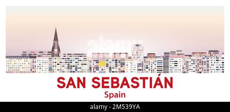 San Sebastian skyline in bright color palette vector illustration Stock Vector