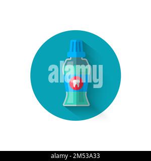 Mouthwash icon, illustrated in a flat style design of vector illustration. Modern icon on dentistry in stylish colors. Website and design for mobile a Stock Vector