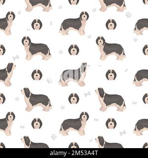 Bearded Collie dog seamless pattern. Vector illustration Stock Vector