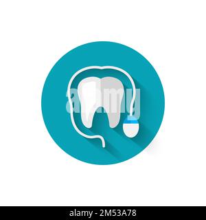 Tooth icon and computer mouse, illustrated in a flat design style of vector illustration. Modern icon of dentistry. Website and design for mobile appl Stock Vector