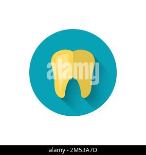 Golden tooth icon, illustrated in a flat style design of vector illustration. Modern icon on dentistry in stylish colors. Website and design for mobil Stock Vector