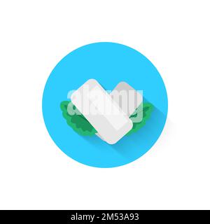 Chewing gum with mint leaves is an icon icon isolated. Vector illustration for your projects. Stock Vector