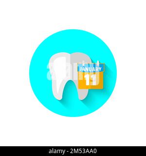 Tooth and calendar, illustrated in a flat design style of vector illustration. Modern icon of dentistry. Website and design for mobile applications an Stock Vector
