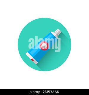 A toothpaste icon, illustrated in a flat style design of vector illustration. Modern icon of dentistry. Website and design for mobile applications and Stock Vector