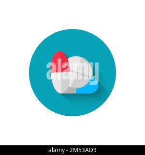 Tablets icon, illustrated in flat design style vector illustration. Modern icon of medicine. Website and design for mobile applications and other your Stock Vector