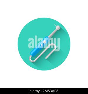 Dental drill icon illustrated in flat design style vector illustration. Modern icon of dentistry. Website and design for mobile applications and other Stock Vector