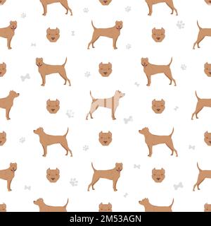 American staffordshire terrier seamless pattern. Vector illustration Stock Vector