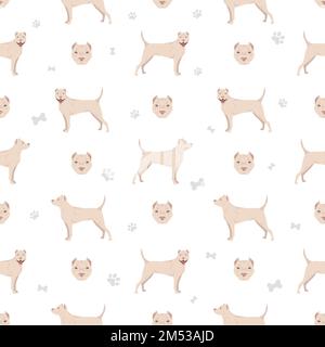 American staffordshire terrier seamless pattern. Vector illustration Stock Vector