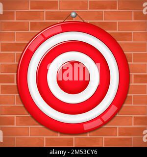 Red target on brick wall, vector eps10 illustration Stock Vector