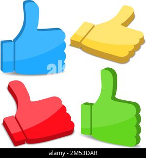3D Thumbs Up Icons, vector eps10 illustration Stock Vector