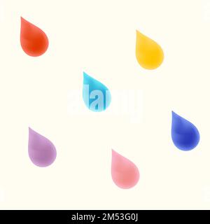 Set of Multi-colored Drops. Design Concept Kids Textile Print with Varicolored Drops on Light Backdrop Stock Vector