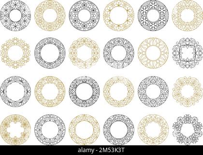 Botanical frames. Circle forms with royal ornate design shapes recent vector design template set Stock Vector