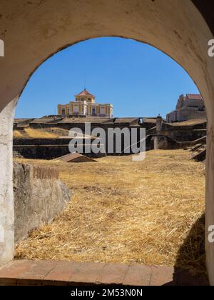 Nossa Senhora da Graça Fort inner walls Stock Photo