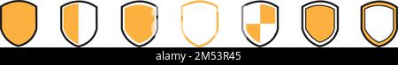 A vector set of Shield icons collection. Protect shield set with  Different shapes Stock Vector