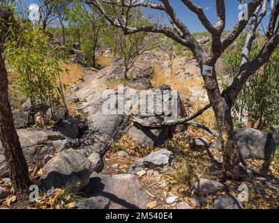Loop Walk route arrow in Stone Country after Bemang Lookout, Edith Falls (Leliyn), Nitmiluk National Park, Northern Territory