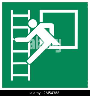 Emergency window with escape ladder sign Stock Vector