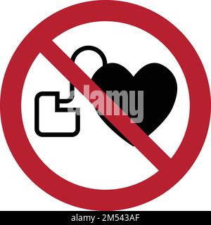 No access for people with active implanted cardiac devices sign. Stock Vector