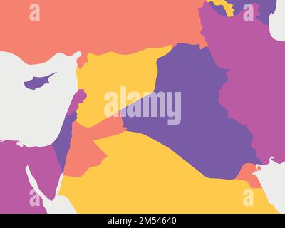 Middle East blank map. High detailed political map of Middle East region Stock Vector