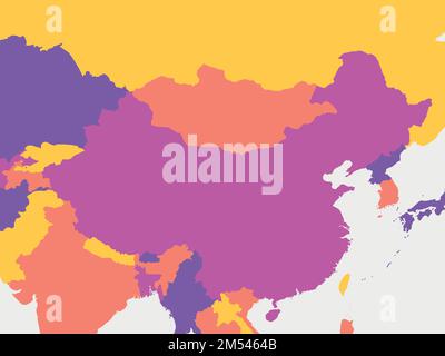 China blank map. High detailed political map of China and neighboring countries Stock Vector
