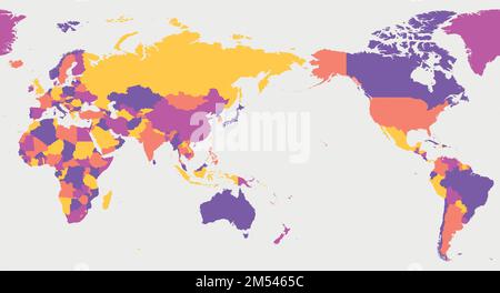World blank map - Asia, Australia and Pacific Ocean centered. High detailed political map of World Stock Vector