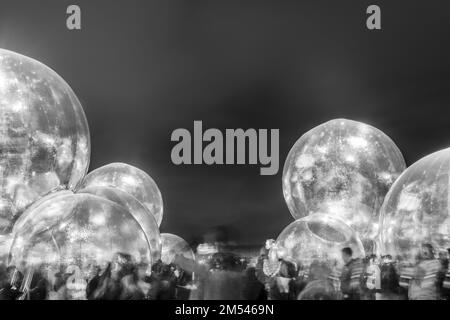 Madrid, Spain, 23rd mar 2022. Art installation in Plaza de la Armeria in Madrid, in front of the Royal Palace and the Almudena Cathedral. The installa Stock Photo