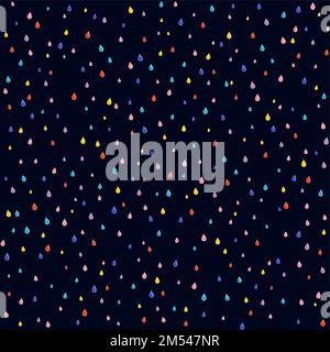 Autumn Theme Background with Multicolor Rain Drops. Design Concept Kids Textile Print with Varicolored Drops on Dark Backdrop Stock Vector