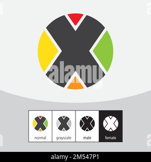 X Letter Logo. Colorful and Circular. - Vector Stock Vector