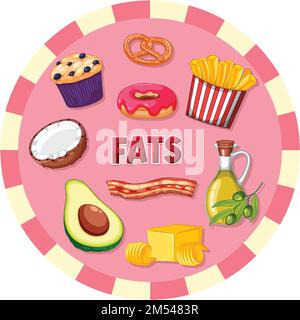 Variety of fat foods illustration Stock Vector