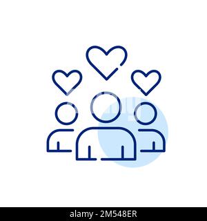 Users giving like reactions. Pixel perfect, editable stroke line icon Stock Vector