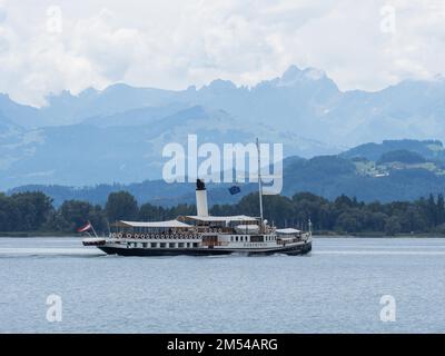 Paddle steamer Hohentwiel, near Lochau, Lake Constance, Vorarlberg, Austria Stock Photo