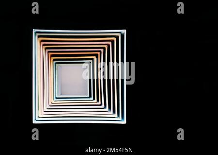 Top view of empty cardboard boxes against black background Stock Photo