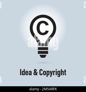 Lamp icon, idea and protection of copyrights Stock Vector