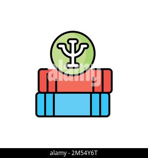 Psychology books color line icon. Online library. Self education Stock Vector