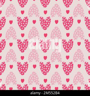 Hand drawn heart shape seamless pattern. Valentine background. Stock Vector