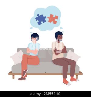Arguing couple semi flat color vector characters Stock Vector
