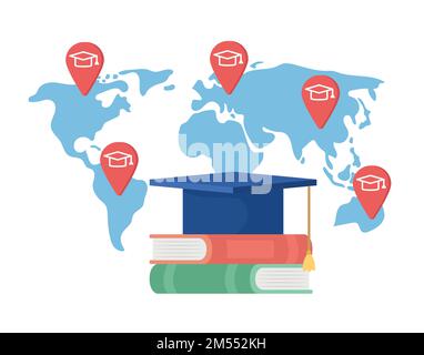 Study abroad destinations flat concept vector illustration Stock Vector