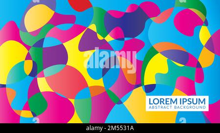 Overlapping multi colored wavy geometric shapes. Abstract background design template. Stock Vector