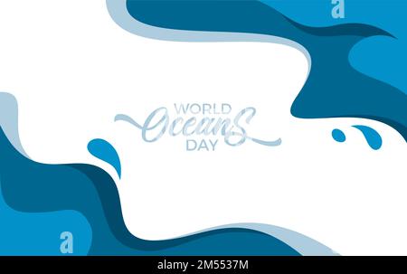 World Oceans Day Background. Wave Abstract Vector Design Stock Vector