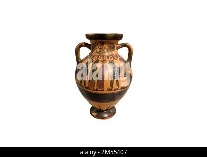 Beautiful Old Greek Amphora isolated on white background Stock Photo