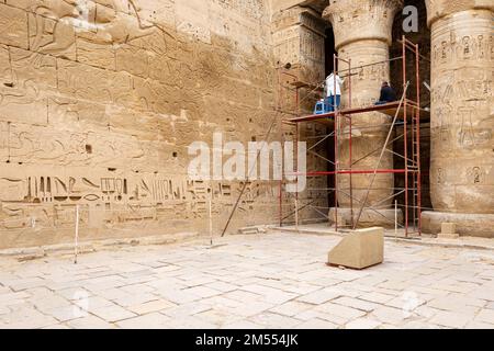 LUXOR, EGYPT - MARCH 03, 2017: Renovation works in the Egyptian Museum in Luxor, Egypt. Stock Photo