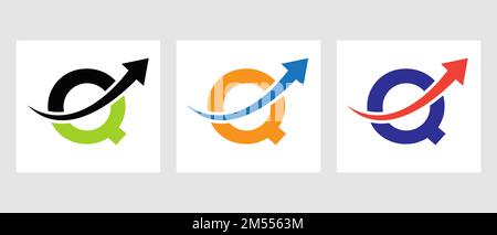 Letter Q Financial Logo. Marketing And Finance Business Logotype With Growth Arrow Symbol Stock Vector